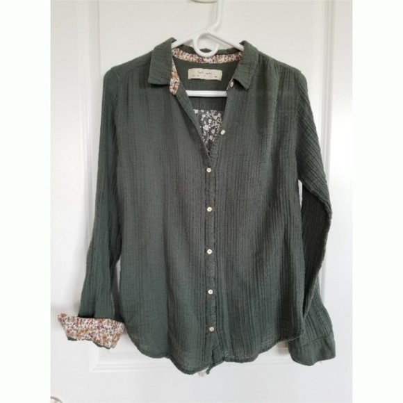 Isabella Sinclair Anthro Altay Green Button Down - Picture 1 of 3